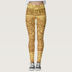 Antikes ornamentales goldenes Blumenmuster Leggings