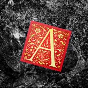Antikes ornamentales Monogramm - Großbuchstabe A Quadratische Visitenkarte