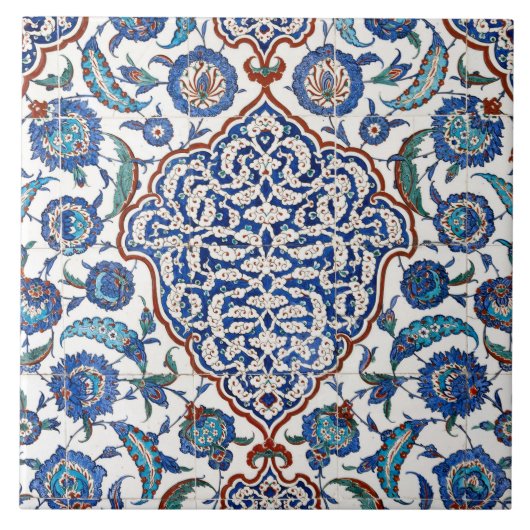 Antikes osmanisches florales Iznik Fliese (Vorderseite)