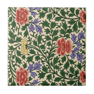 Antikes Owen Jones Chinoiserie Pfingstrosenmuster Fliese