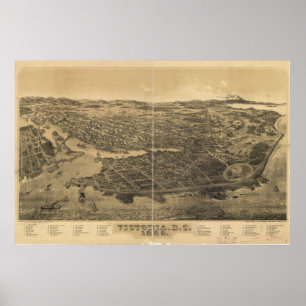 Antikes Panorama Victoria-Britisch-Columbia-1889 Poster