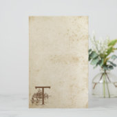 Antikes Papier mit festem Buchstaben T Leere Papie (Stehend Vorderseite)