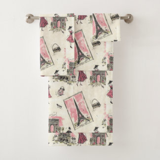 Antikes Paris Rosa Badhandtuch Set