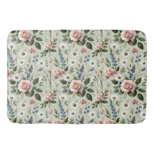Antikes Pastell-Blumen-Botanik-Muster Badematte