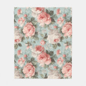 Antikes Pastell-Rosa-Mint-Blumenmuster Fleecedecke (Vorderseite)