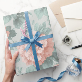 Antikes Pastell-Rosa-Mint-Blumenmuster Geschenkpapier