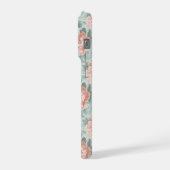 Antikes Pastell-Rosa-Mint-Blumenmuster iPhone Hülle (Linke Seite)