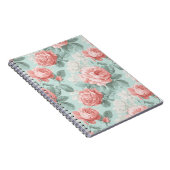 Antikes Pastell-Rosa-Mint-Blumenmuster Notizblock (Rechte Seite)