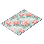 Antikes Pastell-Rosa-Mint-Blumenmuster Notizblock (Linke Seite)