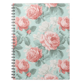 Antikes Pastell-Rosa-Mint-Blumenmuster Notizblock