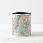Antikes Pastell-Rosa-Mint-Blumenmuster Tasse (Zentrum)