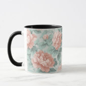 Antikes Pastell-Rosa-Mint-Blumenmuster Tasse (Links)