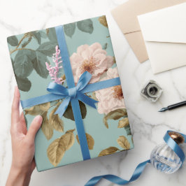 Antikes Pastell-Rosa-Minze-Blumenmuster Geschenkpapier