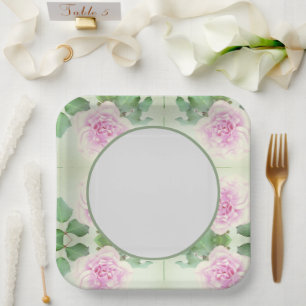 Antikes, pastellfarbenes rosa Rosenpapier Pappteller