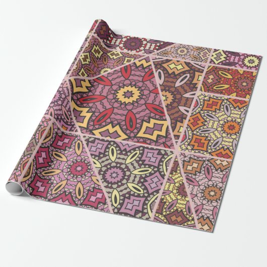 Antikes Patchwork-Quilt-Muster. Antike Dekoration Geschenkpapier (Ungerollt)