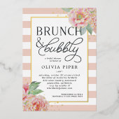 Antikes Peony Brunch & Bubbly Brautparty Folieneinladung (Vorderseite)
