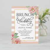 Antikes Peony Brunch & Bubbly Brautparty Folieneinladung (Stehend vorne)