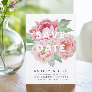Antikes Peony Rettete unser Datum Save The Date