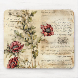 Antikes Pergament mit eleganter floraler Decoupage Mousepad