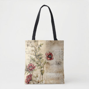 Antikes Pergament mit eleganter floraler Decoupage Tasche