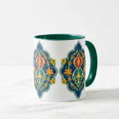 Antikes persisch-türkisches Muster 7-Töne V2 Kaffe Tasse (VorderseiteRechts)