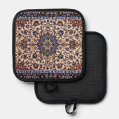 Antikes persisches Muster, Teppichboden aus blauem Topflappen (Vorderseite/Rückseite)