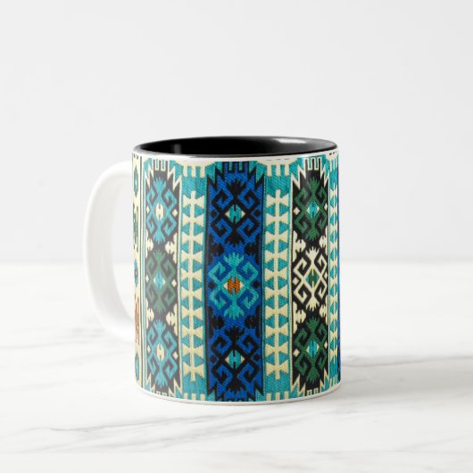 Antikes persisches türkisches Muster, blau-grün Zweifarbige Tasse (Vorderseite Links)