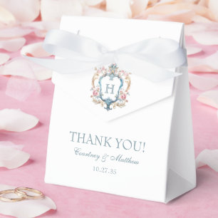 Antikes personalisiertes florales Wappen Hochzeits Geschenkschachtel