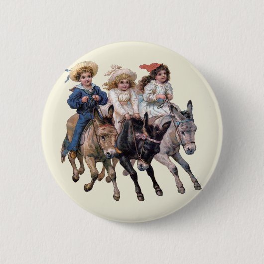 Antikes Pferd Pony Kinder Kunst Button (Vorderseite)