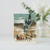 Antikes Pferd und Schlitten Postkarte (Stehend Vorderseite)