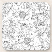 Antikes Pfingstrosen-Blumenmuster Getränkeuntersetzer (Vorderseite)
