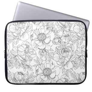 Antikes Pfingstrosen-Blumenmuster Laptopschutzhülle