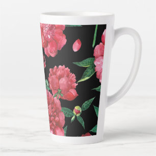 Antikes Pfingstrosen-Blumenmuster-Latte-Mug Milchtasse