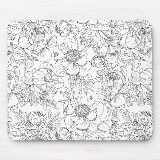 Antikes Pfingstrosen-Blumenmuster Mousepad (Vorne)