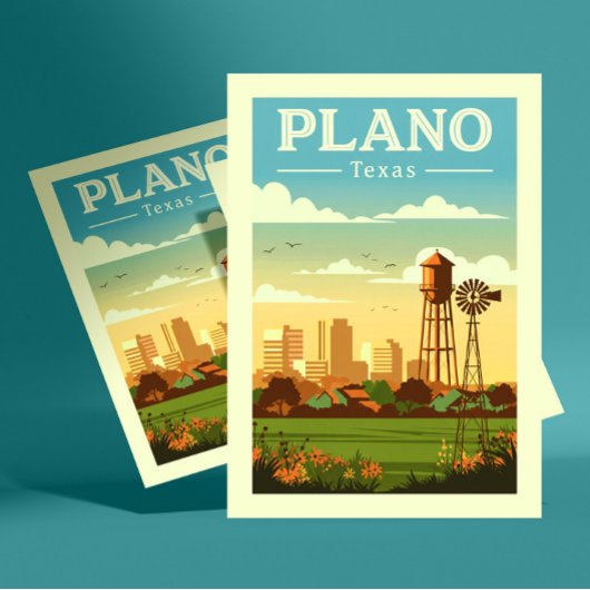 Antikes Plano Texas Postkarte