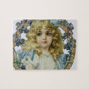 Antikes Porträt eines kleinen Mädchens, schön Puzzle