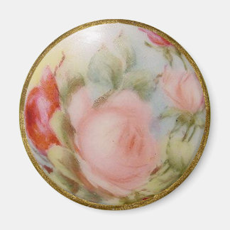 Antikes Porzellan Button Kunst, Rose Magnet