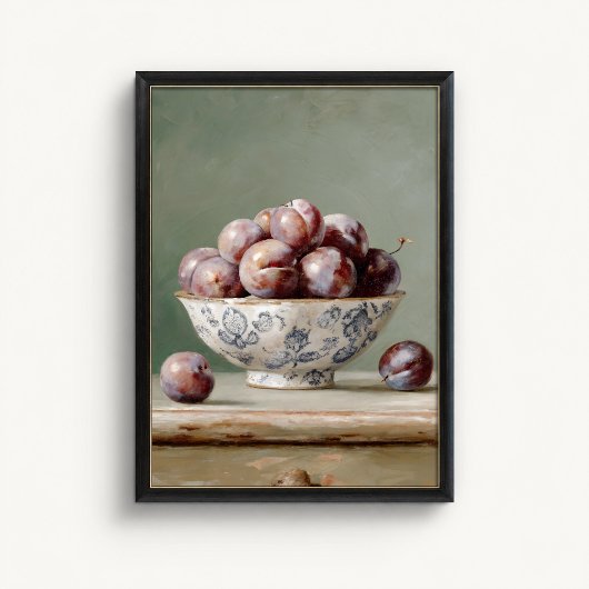 Antikes Poster mit Pflaumen-Fruchtbowle