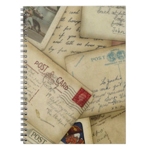 antikes Postkartenjournal Spiralblock Notizblock