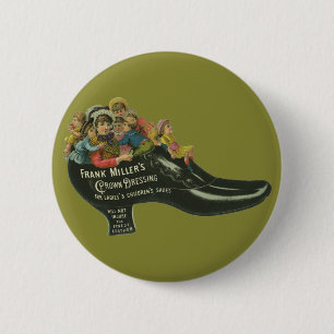 Antikes Produktetikett, Schuhcreme von Frank Mille Button