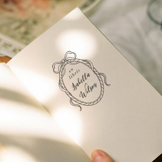 Antikes Rahmen-Whimsy-Bogen-Ex-Libris-Script-Buch Gummistempel