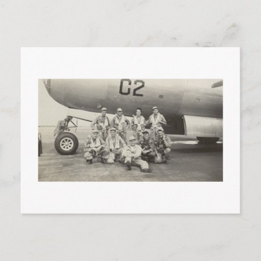 Antikes Real Foto WWII B-29 Bomber Crew Postkarte (Vorderseite)