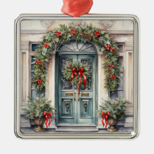 ANTIKES, REICH VERZIERTE WEIHNACHTSTÜR ORNAMENT AUS METALL