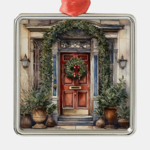 ANTIKES, REICH VERZIERTE WEIHNACHTSTÜR ORNAMENT AUS METALL