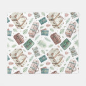 Antikes Reisegepäckmuster (1) Fleecedecke (Vorderseite (Horizontal))