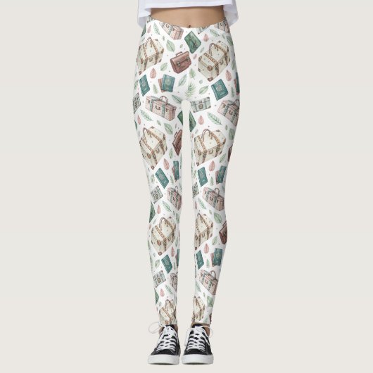 Antikes Reisegepäckmuster (1) Leggings (Vorderseite)