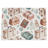 Antikes Reisegepäckmuster (2) Große Geschenktüte (Vorderseite)