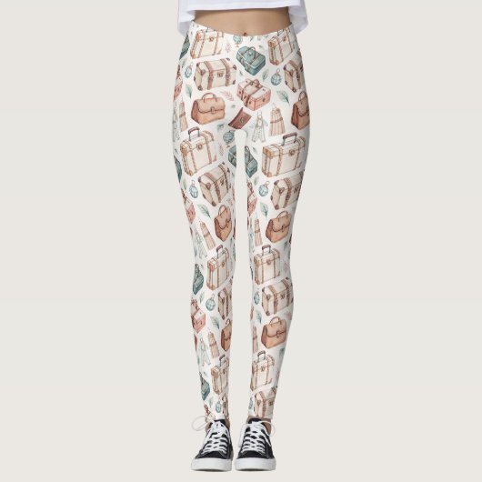 Antikes Reisegepäckmuster (2) Leggings (Vorderseite)