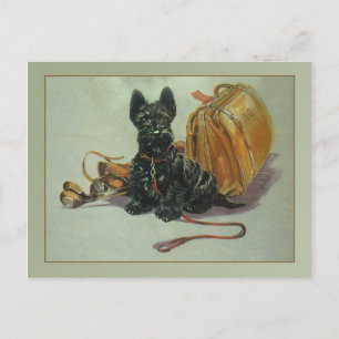 Antikes Reisekarte mit Scottie-Hund Postkarte