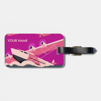 Antikes Reisekoffer-Tag in Lila/Mauve Gepäckanhänger